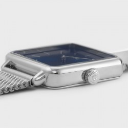 Montre Tétragone Mesh Blue, couleur argent, cadran carré bleu