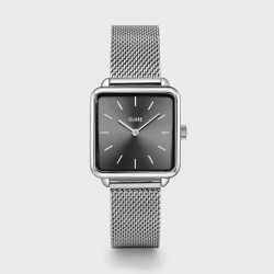 Montre La Tétragone Mesh Dark Grey, Silver - Bracelet milanais & Cadran carré gris - Montre CLUSE