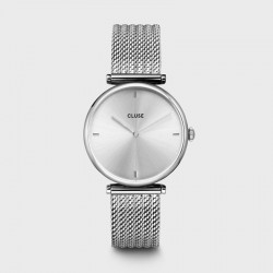 Montre Triomphe Mesh Full Silver - Bracelet milanais & Cadran rond blanc - Montre CLUSE