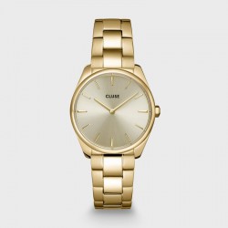 Montre Féroce Petite Steel, Full Gold - Bracelet Oyster Or & Cadran rond - Montre CLUSE