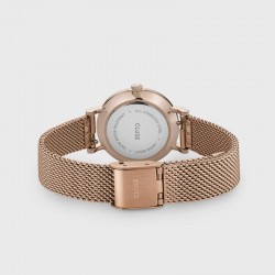 Montre Boho Chic Petite Mesh, couleur or rose, cadran rond blanc