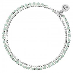 Bracelet élastique HEAVEN DOUBLE TOURS argent & Perles vert d'eau signé DORIANE Bijoux