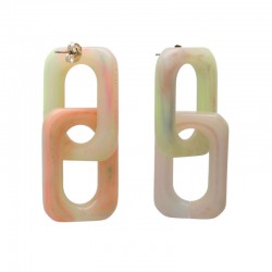 Boucles d'oreilles NEON RAINBOW Doré - Gros Maillons Arc en ciel fluo VANESSA BARONI
