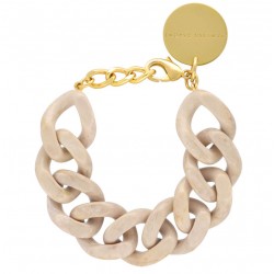Bracelet FLAT CHAIN TRAVERTINE Doré - Gros Maillons plats beige