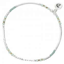 Bracelet fin élastiqué TENERIFE argent - Perles & Miyuki vert d'eau léopard - DORIANE Bijoux