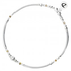 Bracelet fin élastiqué PORTO-VECCHIO argent & Perles blanches - DORIANE Bijoux