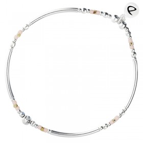Bracelet fin élastiqué PORTO-VECCHIO argent & Perles rose léopard - DORIANE Bijoux