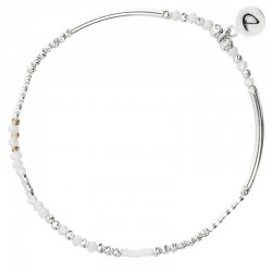 Bracelet fin élastiqué BALEARES argent & Perles Blanc léopard - DORIANE Bijoux