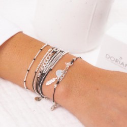 Bracelet OKLAHOMA MAILLE ROCK argent - Cordons gris clair