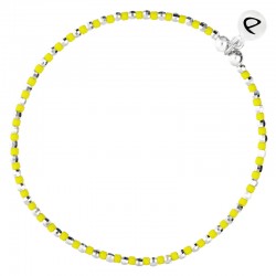 Bracelet fin élastiqué IBIZA argent : perles jaunes - DORIANE Bijoux