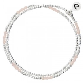 Bracelet multi-tours élastiqué MINORQUE argent & Perles rose-corail clair DORIANE BIJOUX