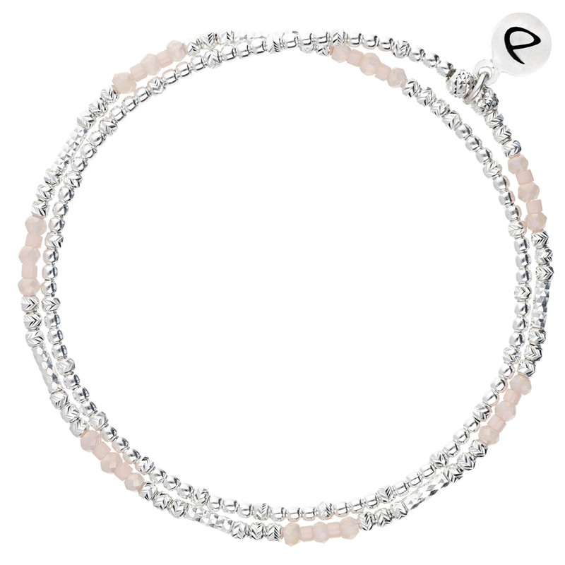 Bracelet multi-tours élastiqué MINORQUE argent & Perles rose-corail clair DORIANE BIJOUX