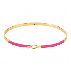 Bracelet Jonc fermé fin Lily ROSE PITAYA doré - Fermoir crochet signé BANGLE UP