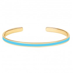 Bracelet jonc ouvert Bangle - Laiton doré & Email Bleu Azur signé BANGLE UP