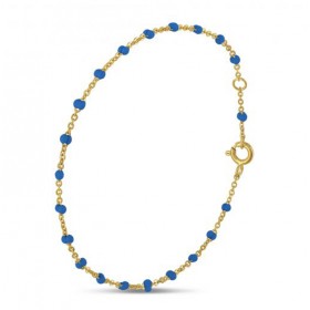 Bracelet chaîne fine plaqué or & Perles de résine bleue THEMA CREATIONS