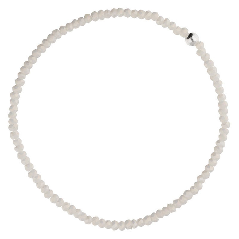 Bracelet élastiqué Argent ALONE & Perles de verre Opaline  - DORIANE Bijoux