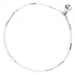 Bracelet fin élastiqué MYKONOS argent & Perles blanches - DORIANE Bijoux