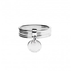 Bague FORMENTERA en argent - 5 Anneaux lisses & 2 pastilles rondes - DORIANE Bijoux