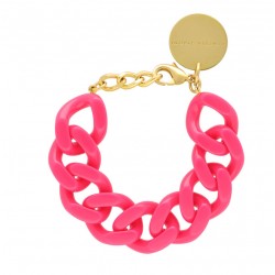 Bracelet FLAT CHAIN PINK Doré - Gros Maillons plats Rose VANESSA BARONI