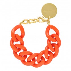 Bracelet FLAT CHAIN ORANGE Doré - Gros Maillons plats orange VANESSA BARONI