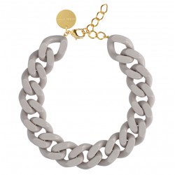 Collier court FLAT CHAIN GREY Doré - Gros Maillons plats gris clair VANESSA BARONI