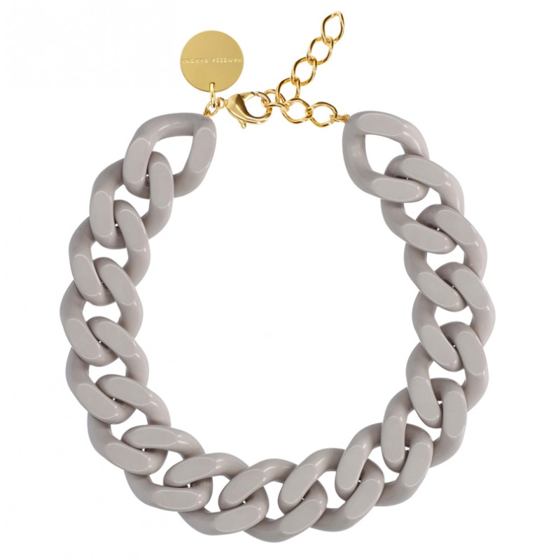 Collier court FLAT CHAIN GREY Doré - Gros Maillons plats gris clair VANESSA BARONI Collier court FLAT CHAIN GREY Doré - Gros Maillons plats gris clair VANESSA BARONI