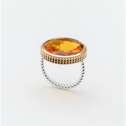 Bague argent doré ethnique CAPUCINE - Citrine ronde CANYON