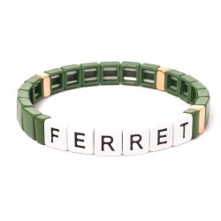 Bracelet élastiqué DESTINATION FERRET - Métal émaillé blanc vert sapin - Simone à Bordeaux