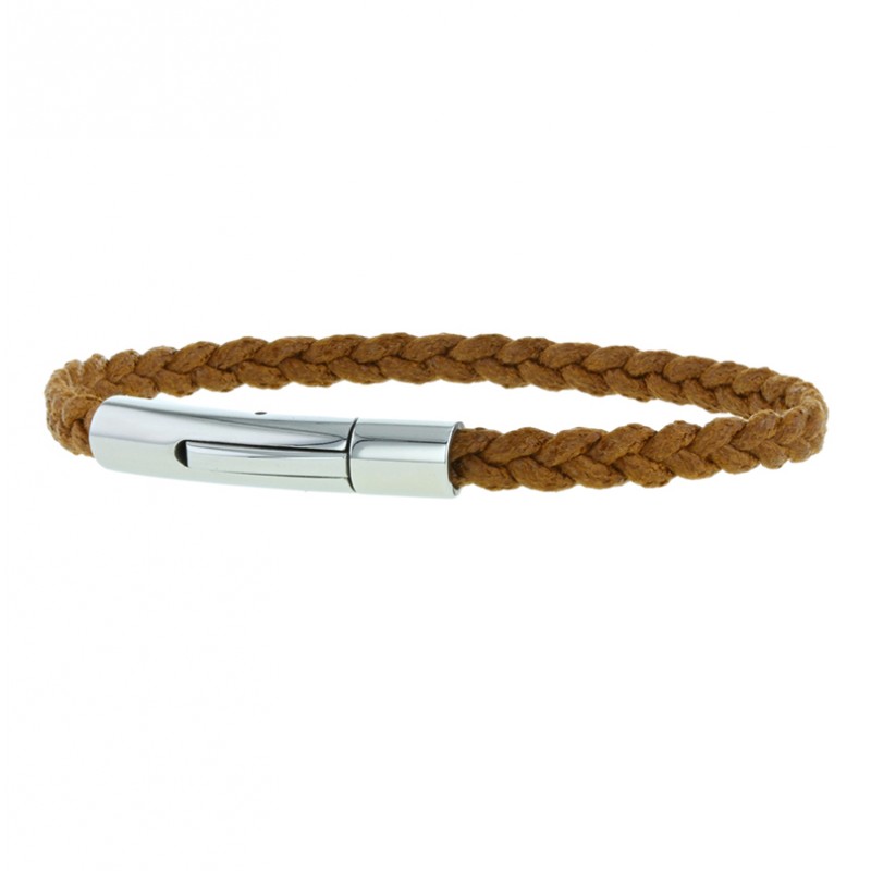 Bracelet homme Coton Tressé serré plat - Camel de Loop and Co Bracelet homme Coton Tressé serré plat - Camel de Loop and Co