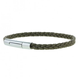 Bracelet homme Coton tressé serré plat - Kaki de Loop and Co