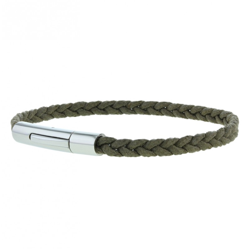 Bracelet homme Coton tressé serré plat - Kaki de Loop and Co Bracelet homme Coton tressé serré plat - Kaki de Loop and Co