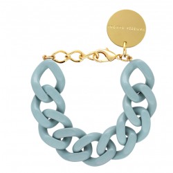 Bracelet FLAT CHAIN TURQUOISE Doré - Gros Maillons plats turquoise - VANESSA BARONI