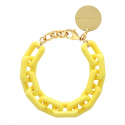 Bracelet TANK YELLOW Doré - Gros Maillons rectangulaires jaune VANESSA BARONI