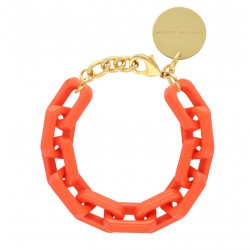 Bracelet TANK ORANGE Doré - Gros Maillons rectangulaires orange VANESSA BARONI