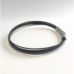 Bracelet jonc multi-rangs - Liens cuir marron bleu & câble fins LOOP AND CO