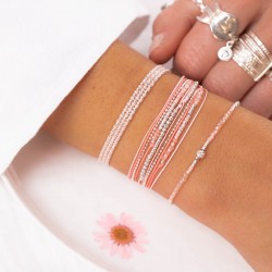 Bracelet multitours FORMOSA argent - Cordons & Perles rose
