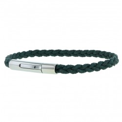 Bracelet homme Coton tressé serré plat - Vert foncé LOOP AND CO