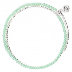 Bracelet élastiqué multitours HEAVEN - Perles Argent & Vert Turquoise signé DORIANE Bijoux