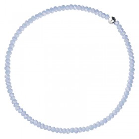 Bracelet élastiqué Argent ALONE & Perles de verre bleu saphir signé DORIANE Bijoux