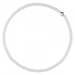 Bracelet élastiqué Argent ALONE & Perles de verre rose signé DORIANE Bijoux