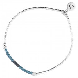 DORIANE BIJOUX - Bracelet élastique argent SHINNY - hématites & Perles bleues