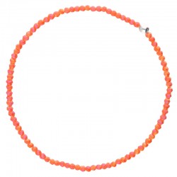Bracelet élastiqué Argent ALONE & Perles de verre corail signé DORIANE Bijoux