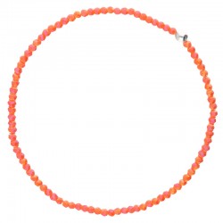 Bracelet élastiqué Argent ALONE & Perles de verre corail signé DORIANE Bijoux