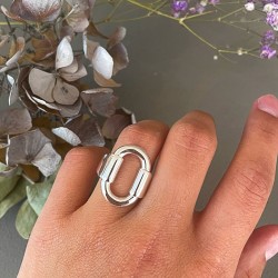 Bague en Argent CALYPSO - Décor Anneau ovale design TAILLE 54