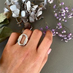 Bague en Argent CALYPSO - Décor Anneau ovale design TAILLE 58