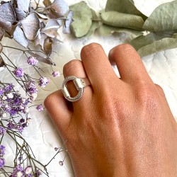 Bague en Argent LUCAS - Décor Anneau texturé design TAILLE 54