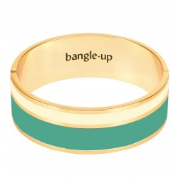 Bracelet Jonc manchette VAPORETTO doré - Email vert arcadia & blanc sable BANGLE UP