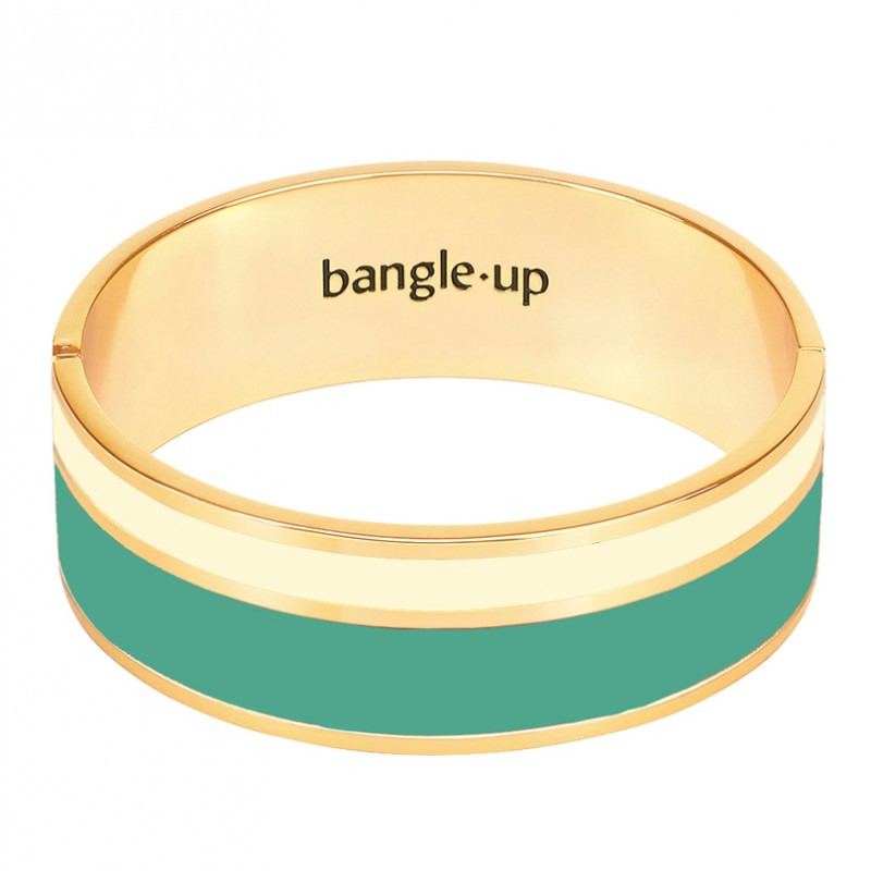 Bracelet Jonc manchette VAPORETTO doré - Email vert arcadia & blanc sable BANGLE UP Bracelet Jonc manchette VAPORETTO doré - Email vert arcadia & blanc sable BANGLE UP