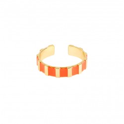 Bague fine ajustable INES dorée & Email orange Tangerine BANGLE UP