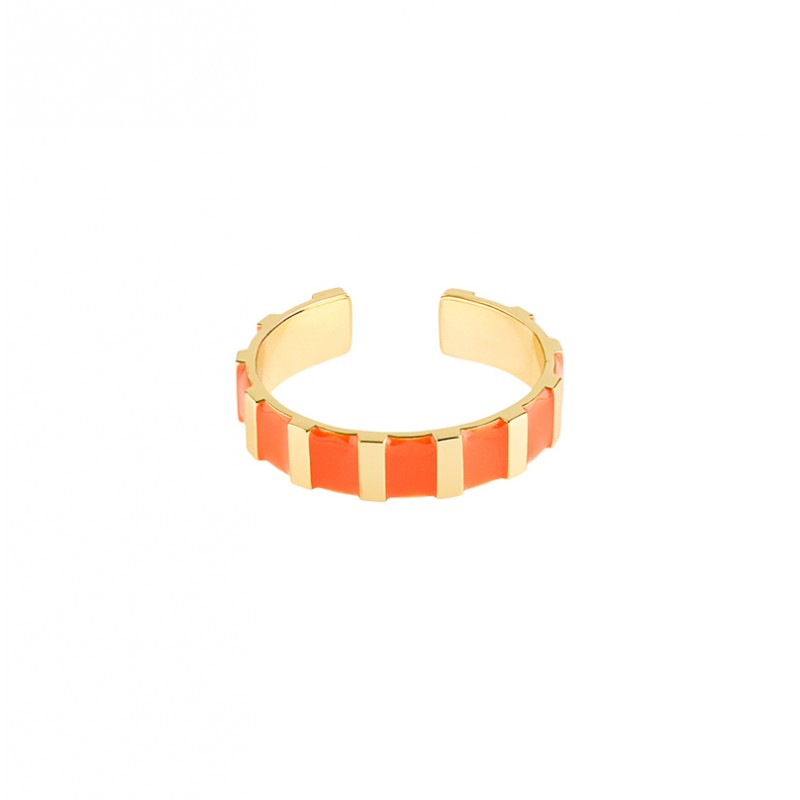 Bague fine ajustable INES dorée & Email orange Tangerine BANGLE UP Bague fine ajustable INES dorée & Email orange Tangerine BANGLE UP